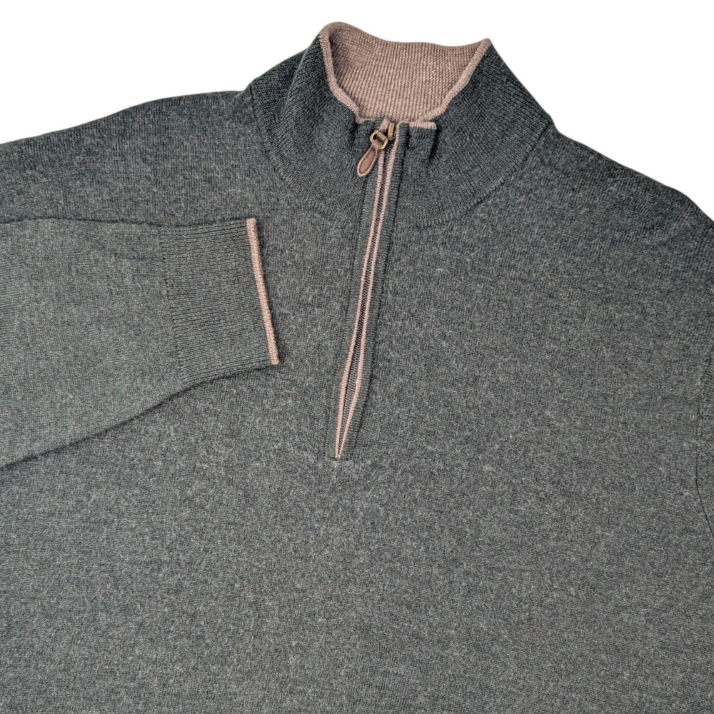 Patrick James Mens XXL Charcoal Gray 100% Merino Wool Quarter‎ Zip Sweater